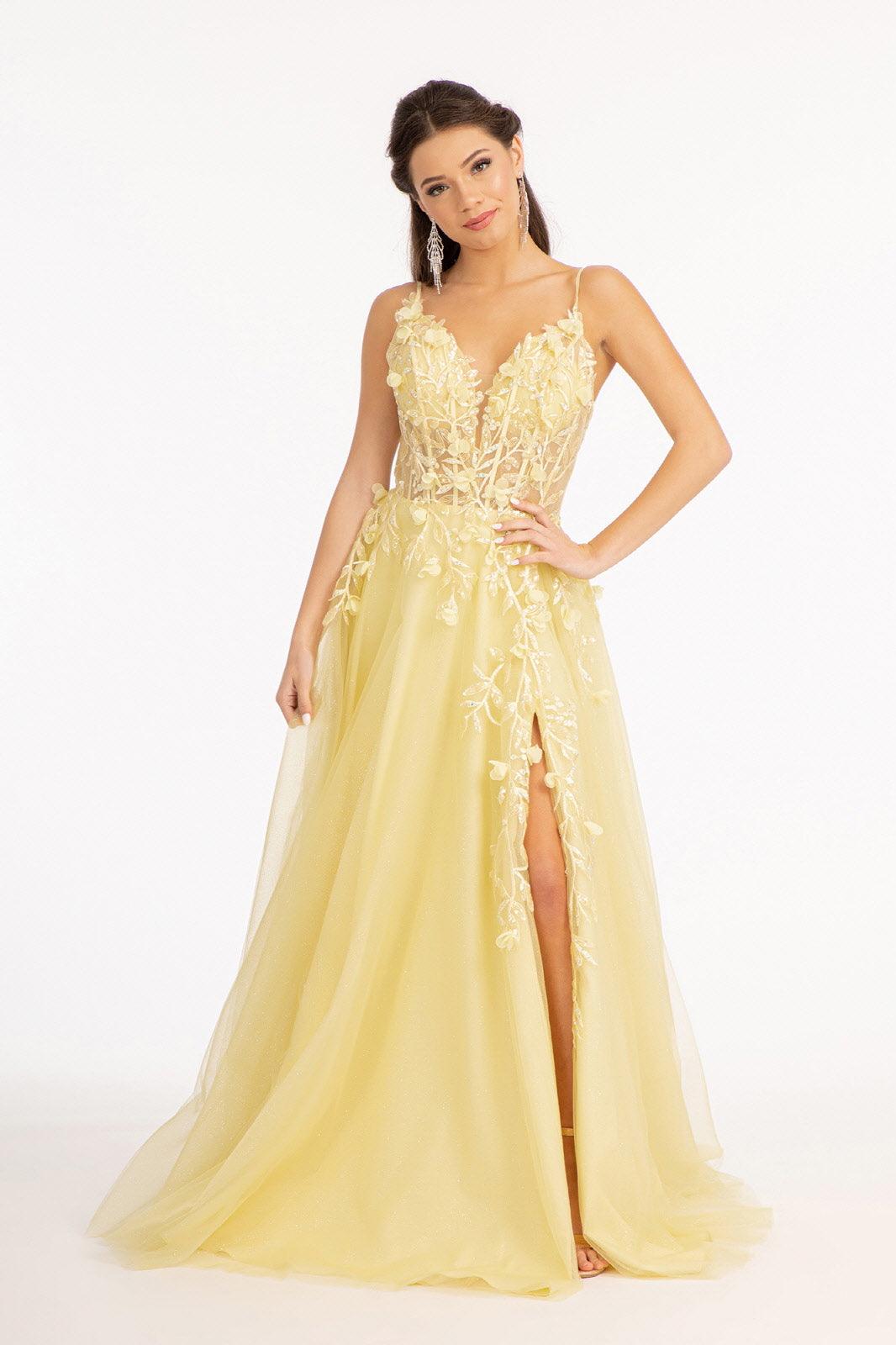 Prom Long Spaghetti Strap Mesh Formal Dress