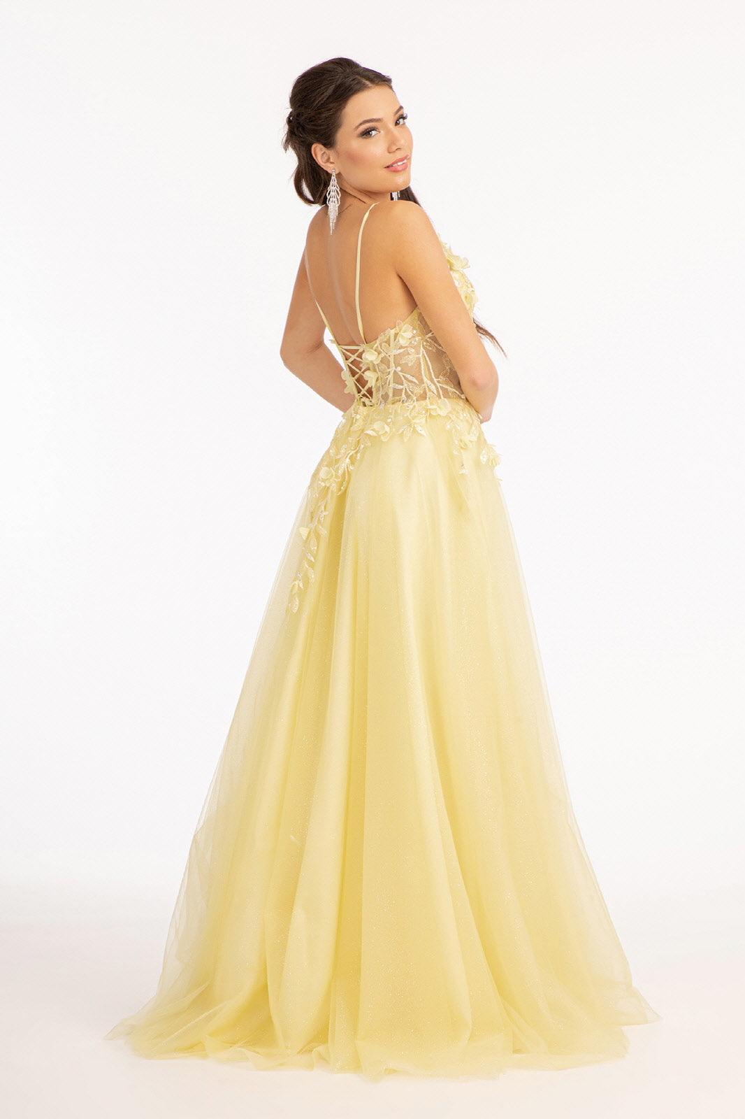 Prom Long Spaghetti Strap Mesh Formal Dress