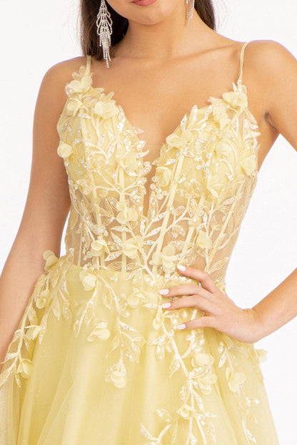 Prom Long Spaghetti Strap Mesh Formal Dress