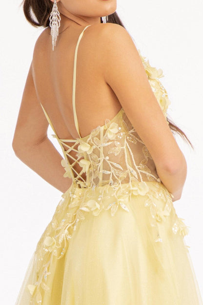 Prom Long Spaghetti Strap Mesh Formal Dress