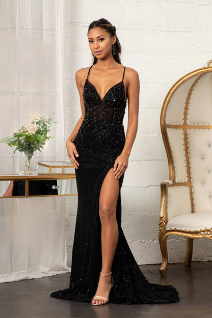 Prom Long Spaghetti Strap Sequins Formal Dress GLS GL3006