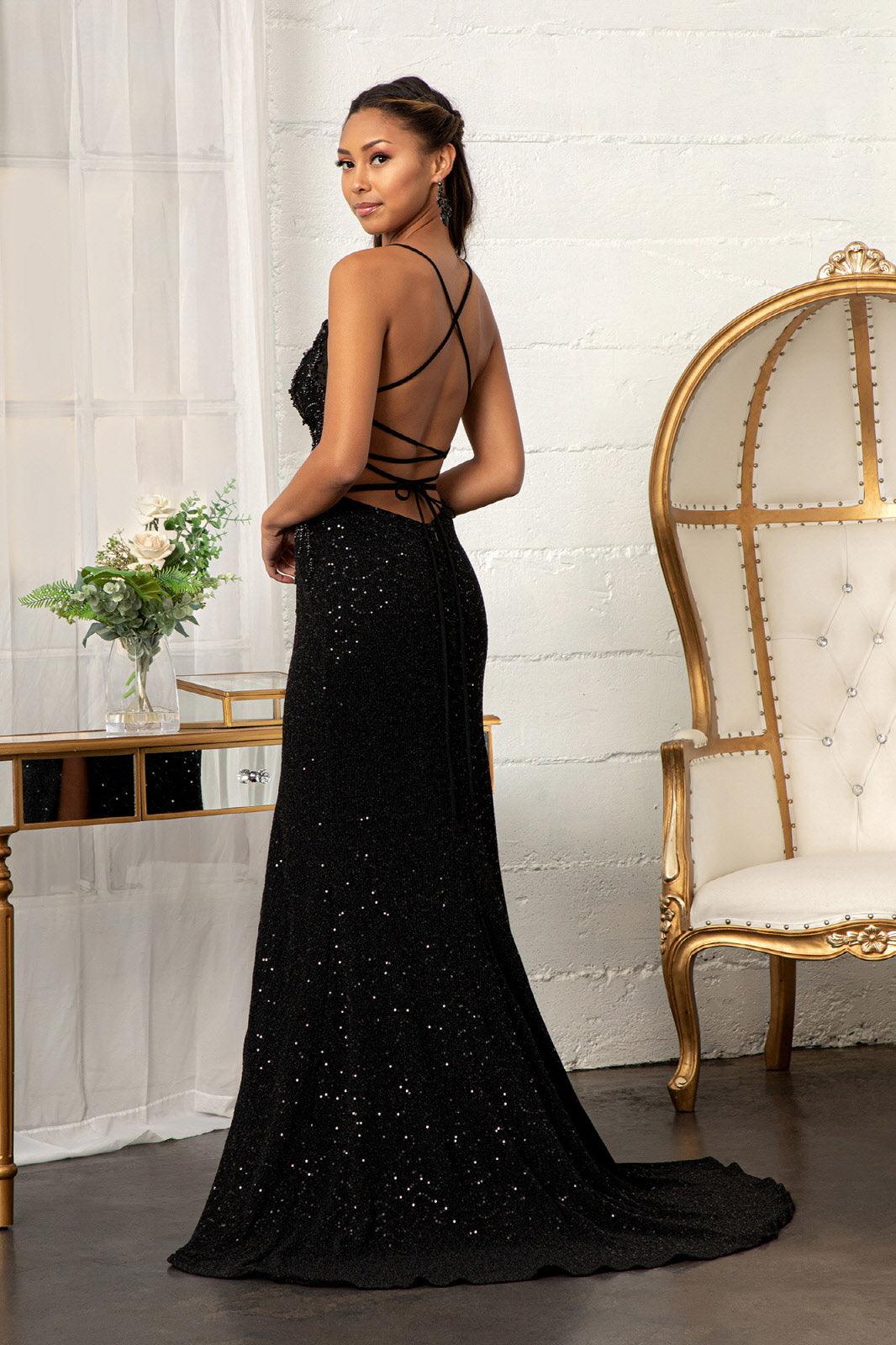 Prom Long Spaghetti Strap Sequins Formal Dress GLS GL3006