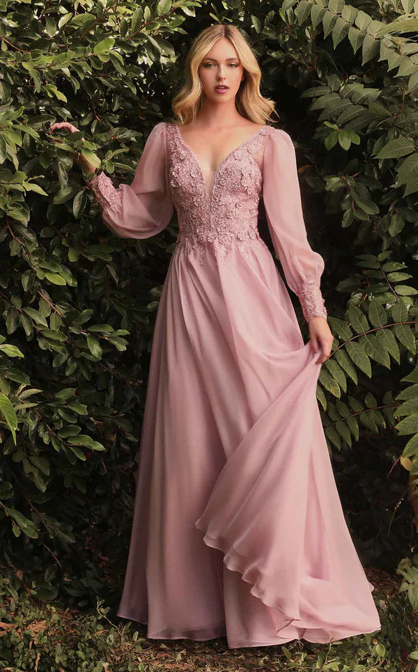 Full Sleeve Long Formal Mother of the Bride Dress by LaDivine CD0183