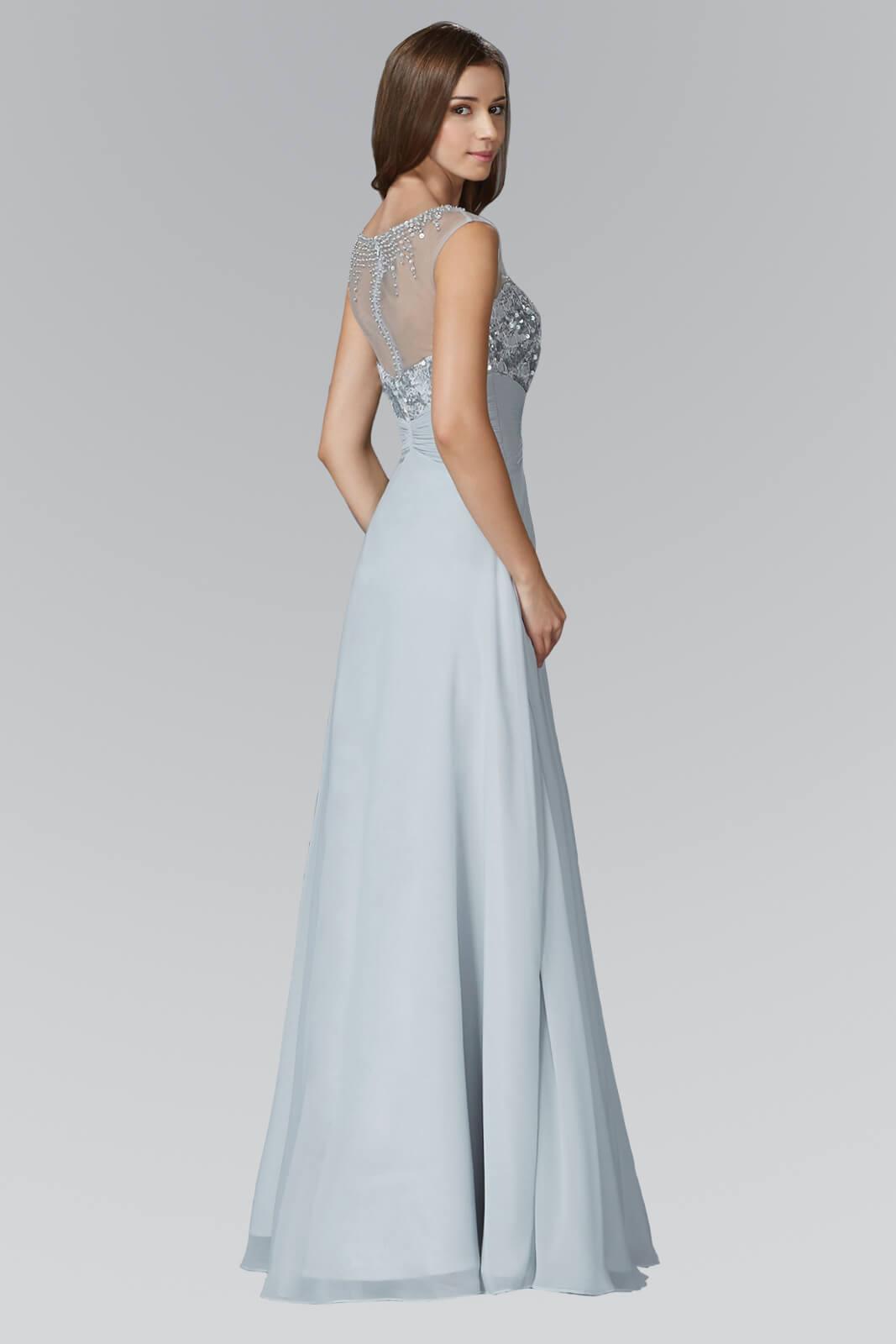 Sequin Embellished Chiffon Long Prom Dress