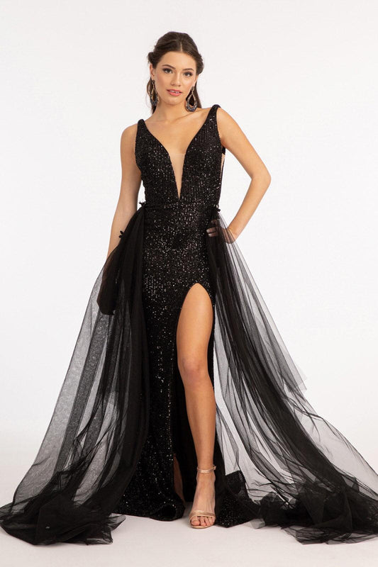Sequined Sleeveless Long Evening Dress