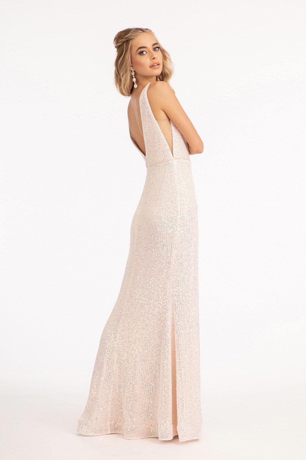 Sequined Sleeveless Long Evening Dress