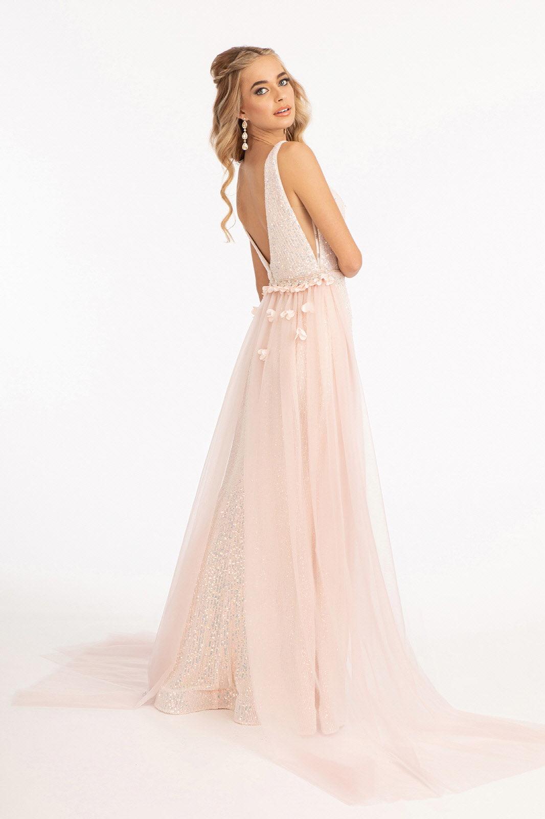 Sequined Sleeveless Long Evening Dress