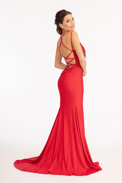 Sleeveless Beaded Mermaid Prom Long Dress