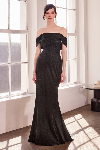 Amoris T603 Long Formal Metallic Glitter Fitted Prom Gown