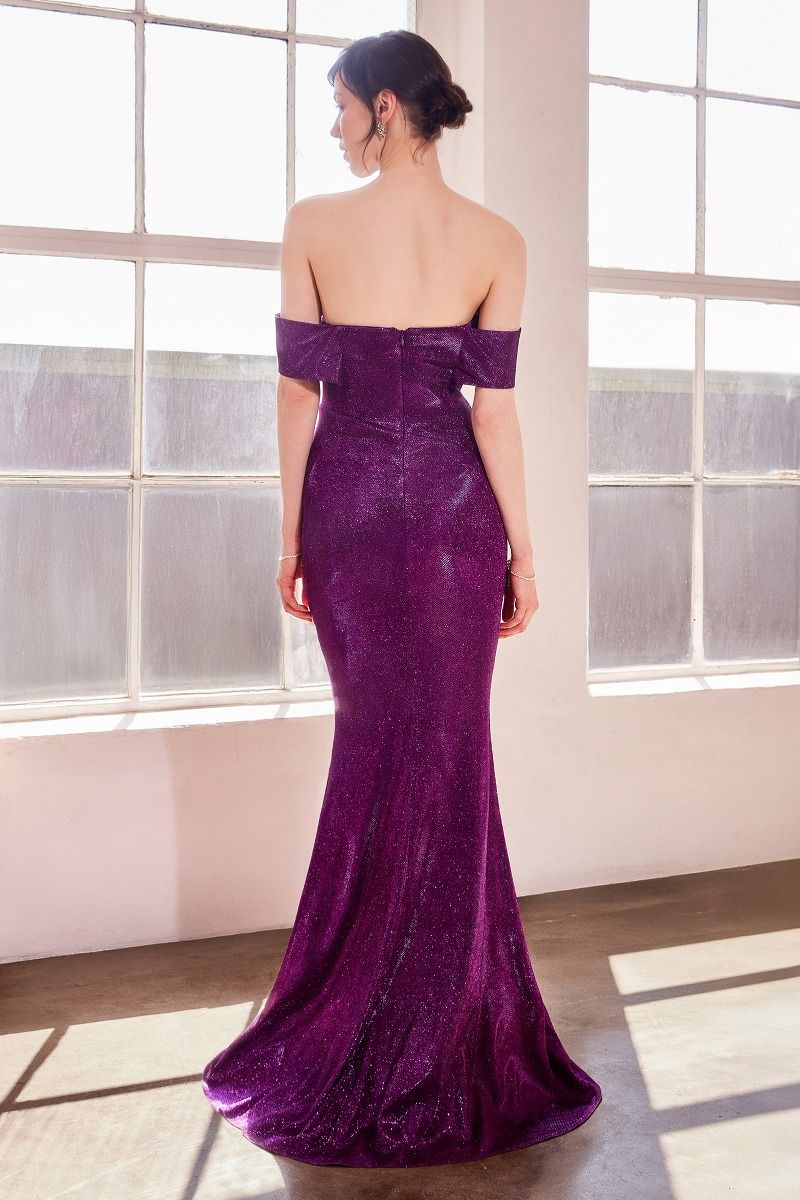 Amoris T603 Long Formal Metallic Glitter Fitted Prom Gown